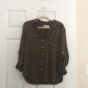 Button down olive green blouse